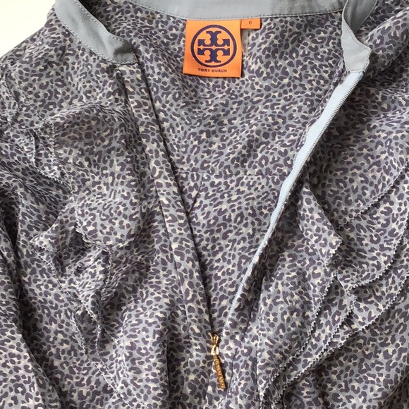 Tory Burch Silk Leopard Print Ruffle Front Blouse with Camisole - Picture 11 of 16